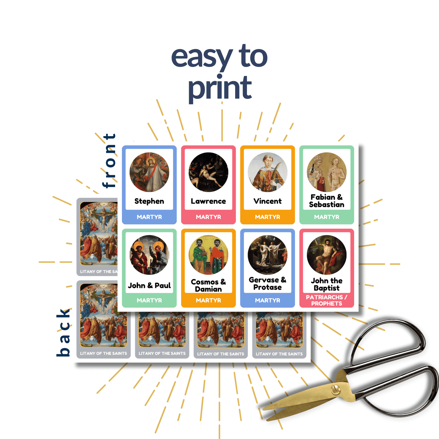 Litany of the Saints Card Game and All Saints Day Activities for Kids for November 1 Feast Day - For School or Homeschool
