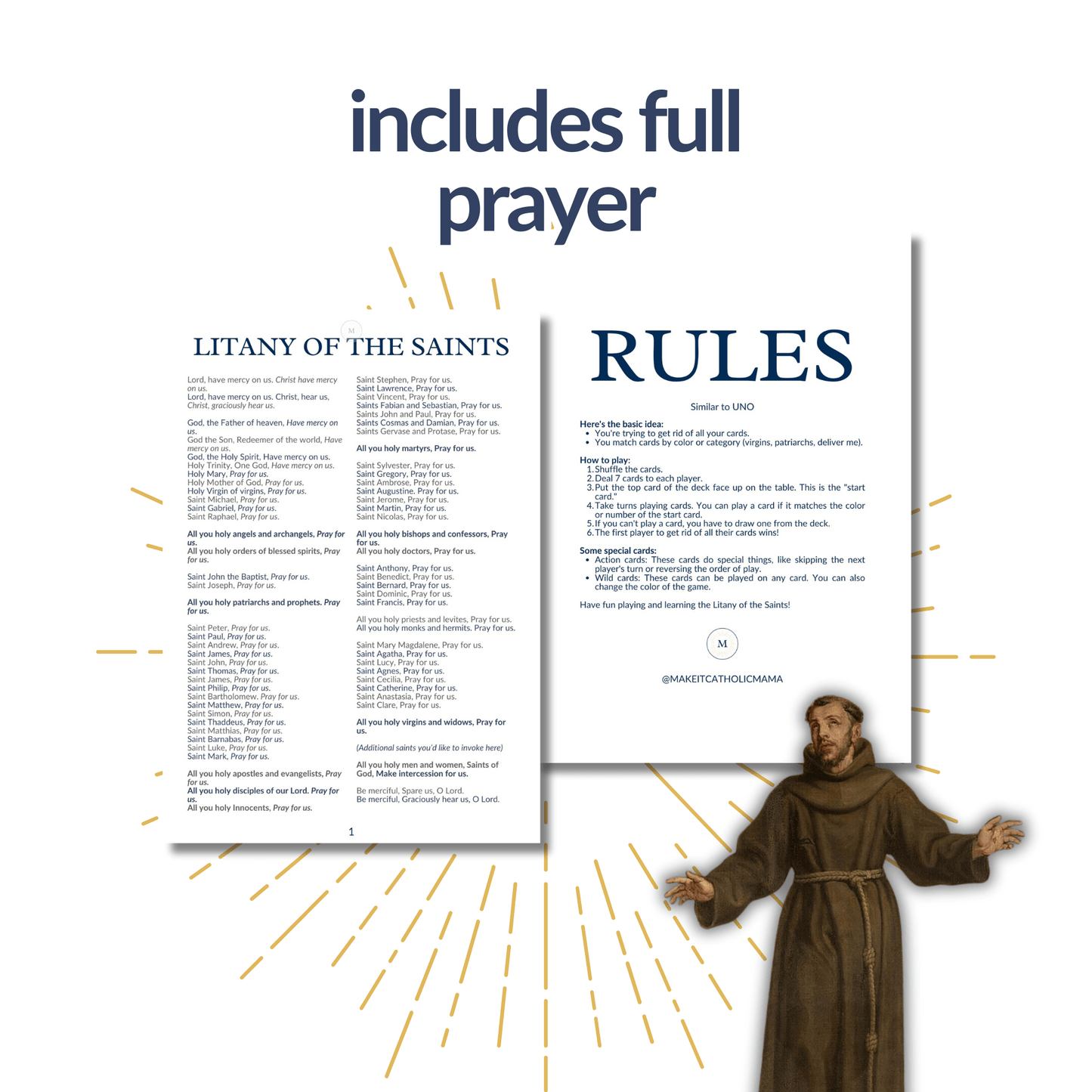 Litany of the Saints Card Game and All Saints Day Activities for Kids for November 1 Feast Day - For School or Homeschool