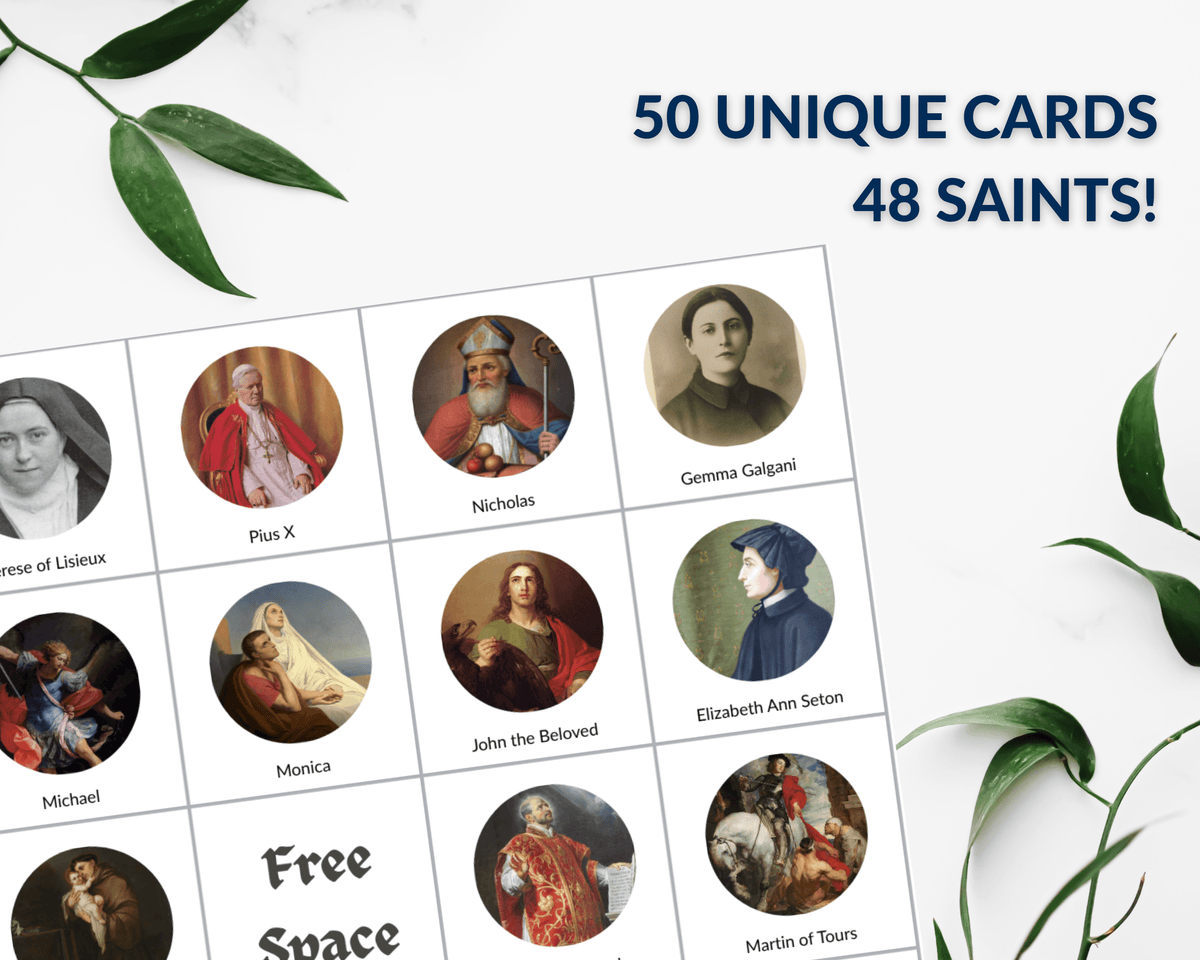 All Saints Day Bingo Game - no AI - For Small or Large Groups - 50 Unique Cards