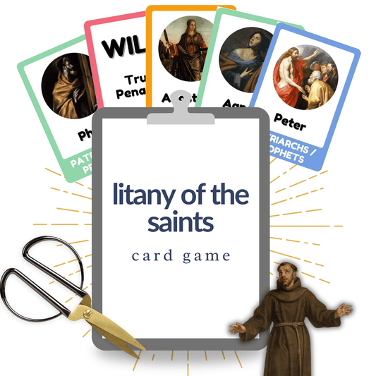 Litany of the Saints Card Game and All Saints Day Activities for Kids for November 1 Feast Day - For School or Homeschool