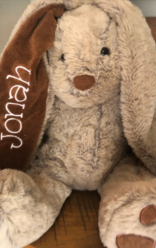Stuffed Bunny with Embroidered Ear