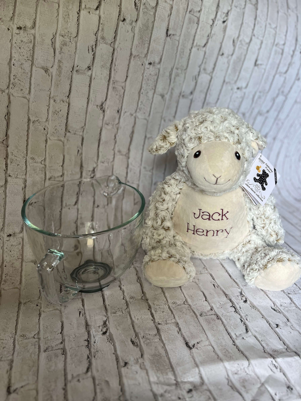 Custom Heirloom Baby Blanket and Personalized Stuffed Animal Combo