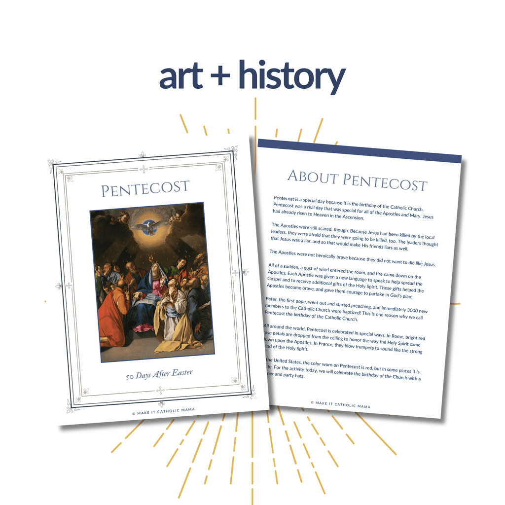 Pentecost Party Pack - Printable Banner, Hats, Pinwheel and Dove for Celebrating the Feast Day