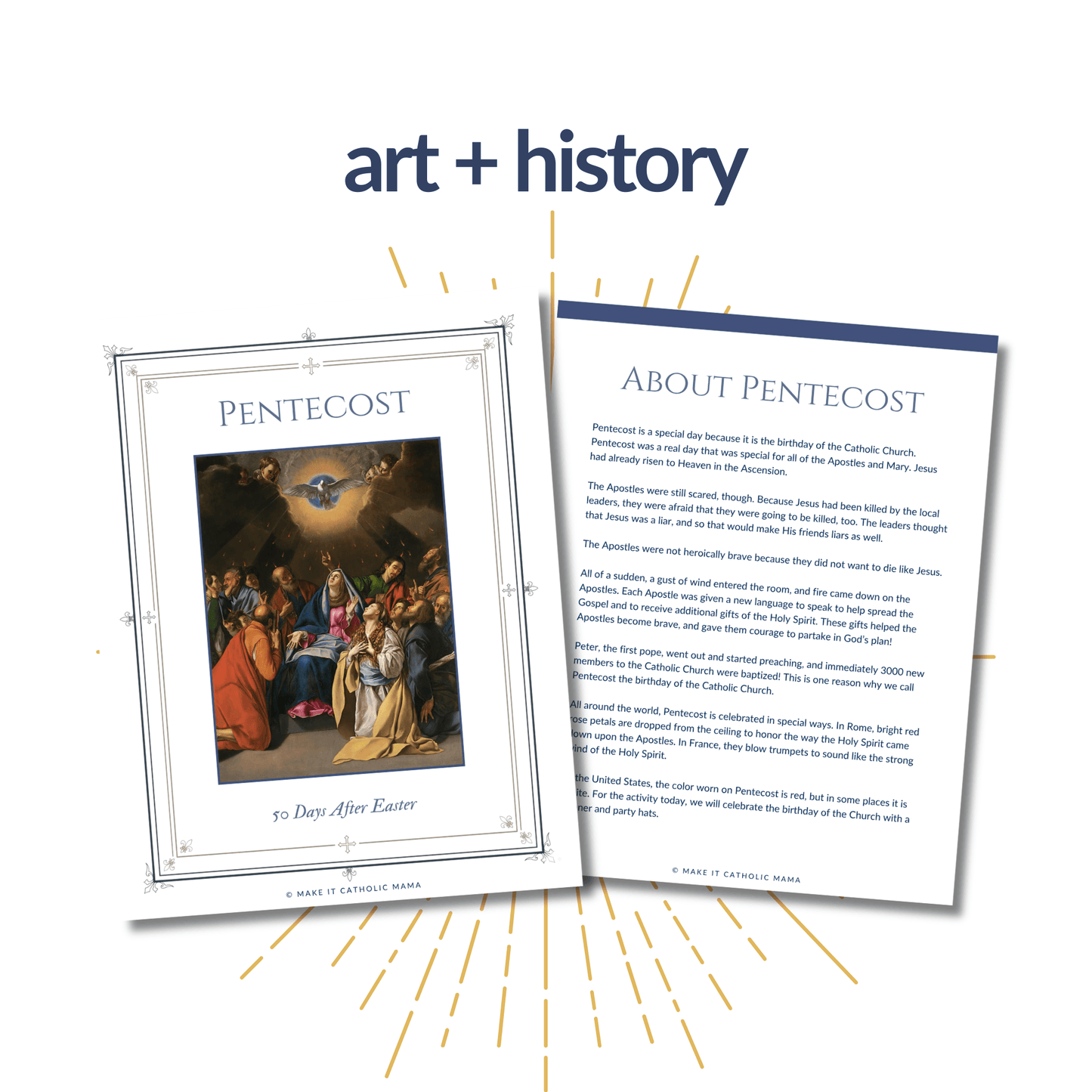 Pentecost Party Pack - Printable Banner, Hats, Pinwheel and Dove for Celebrating the Feast Day