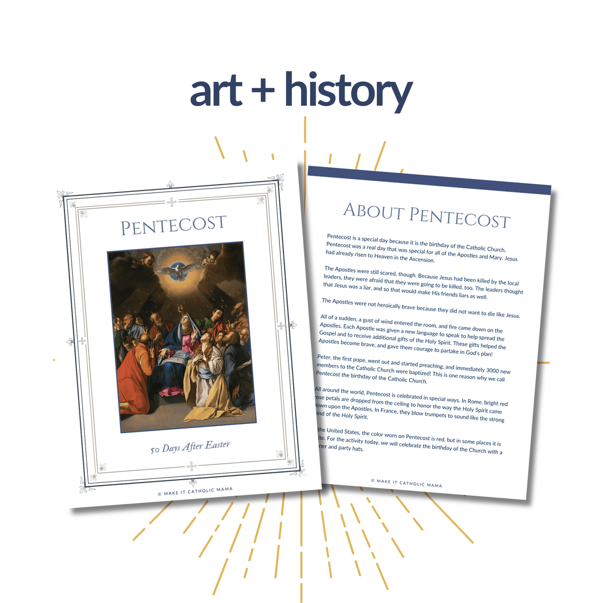 Pentecost Party Pack - Printable Banner, Hats, Pinwheel and Dove for Celebrating the Feast Day