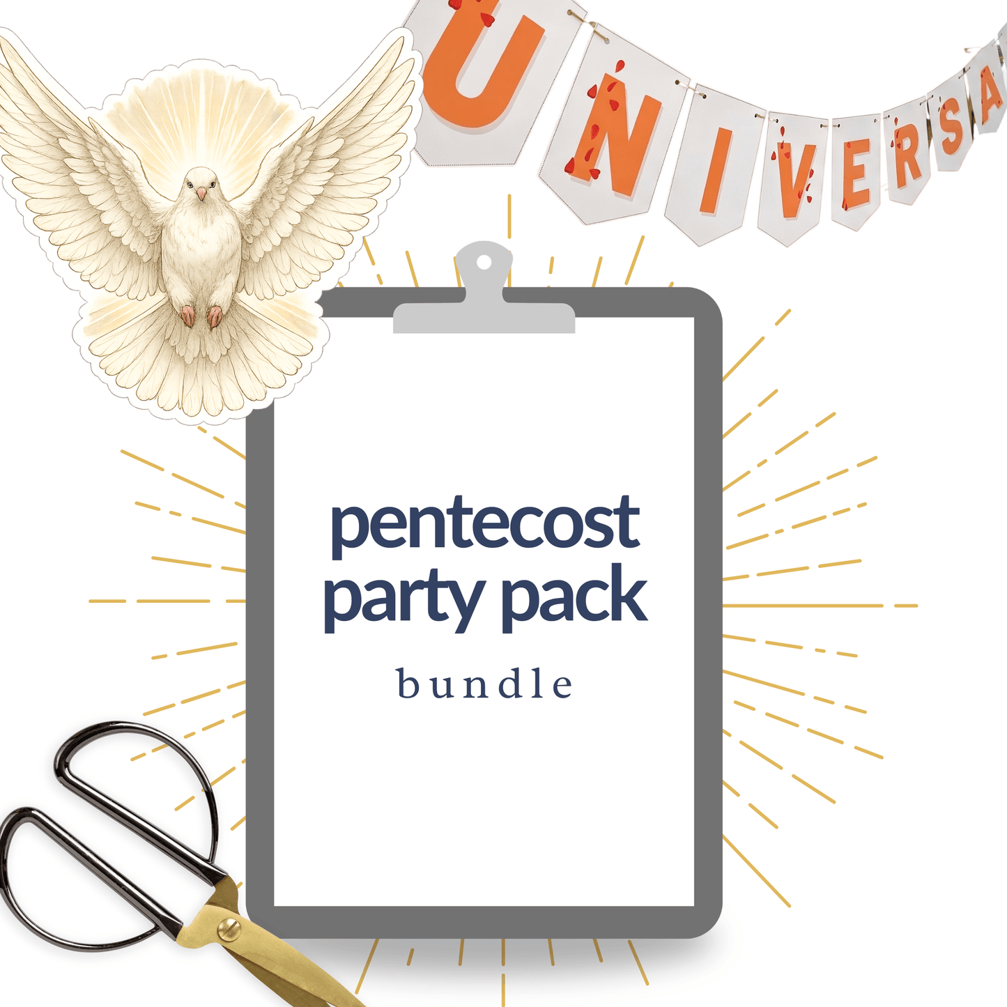 Pentecost Party Pack - Printable Banner, Hats, Pinwheel and Dove for Celebrating the Feast Day