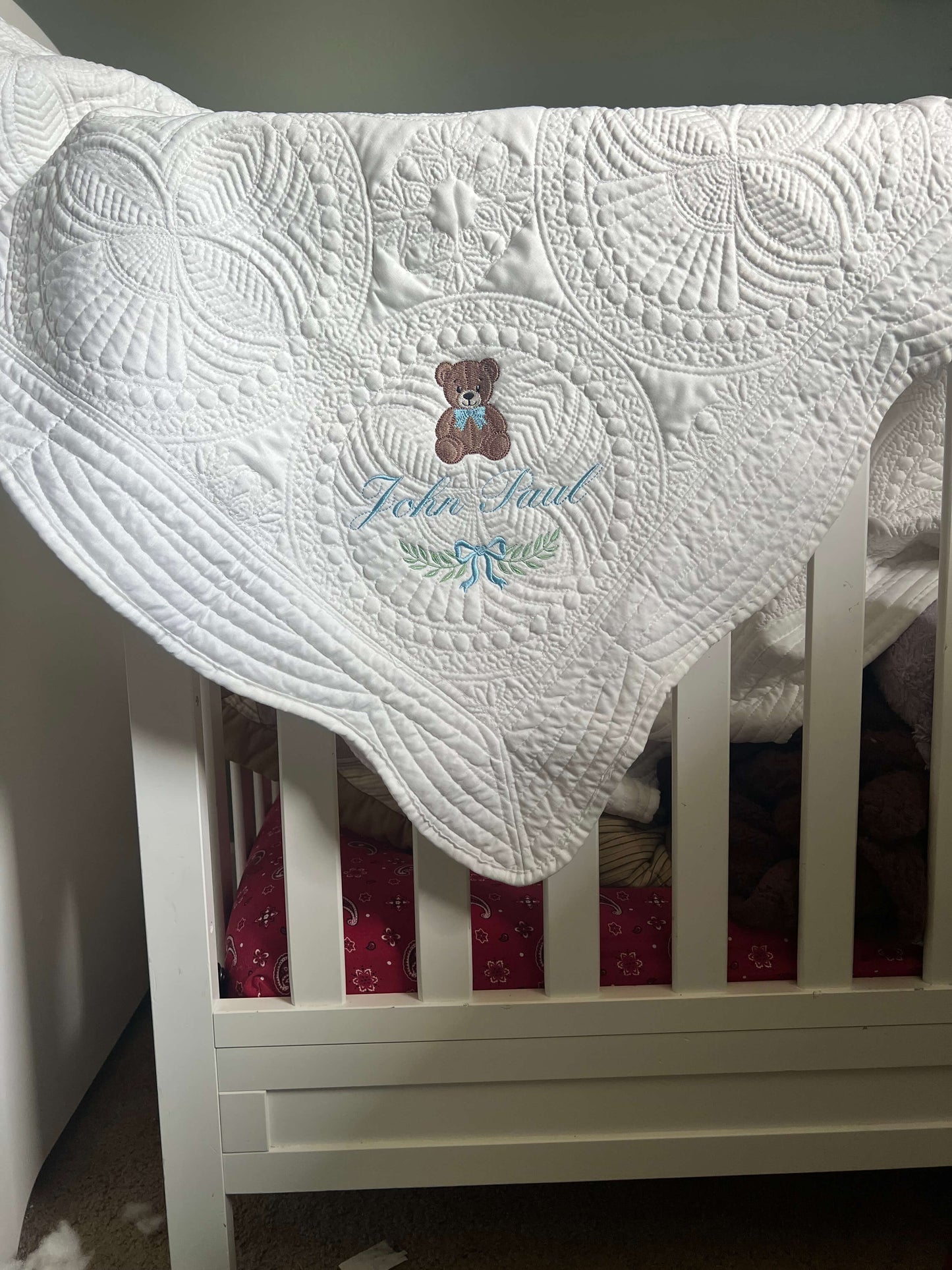 Custom Heirloom Baby Blanket and Personalized Stuffed Animal Combo