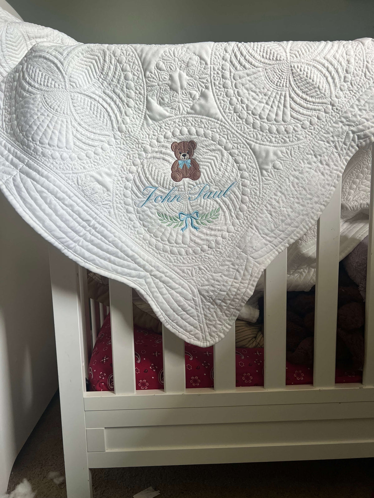 Custom Heirloom Baby Blanket and Personalized Stuffed Animal Combo