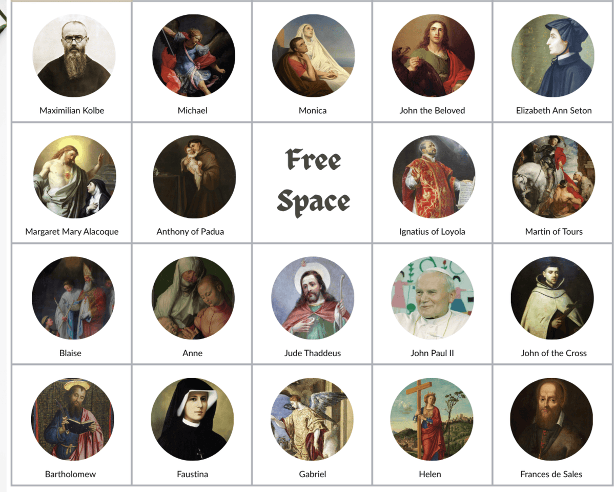All Saints Day Bingo Game - no AI - For Small or Large Groups - 50 Unique Cards